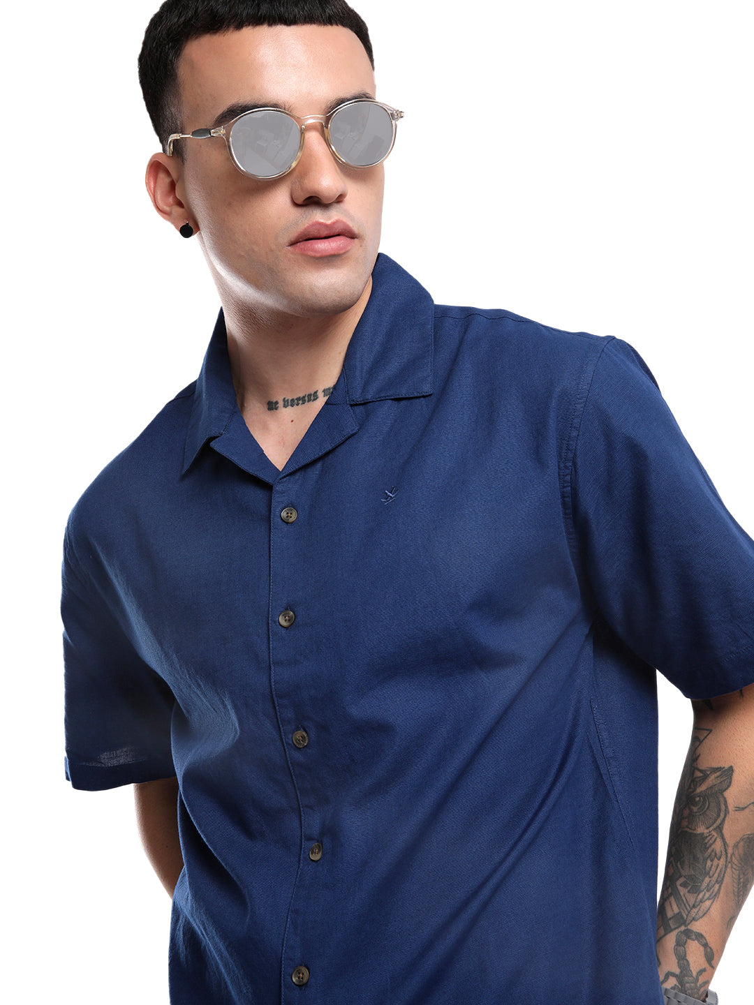 Deep Blue Resort Collar Shirt