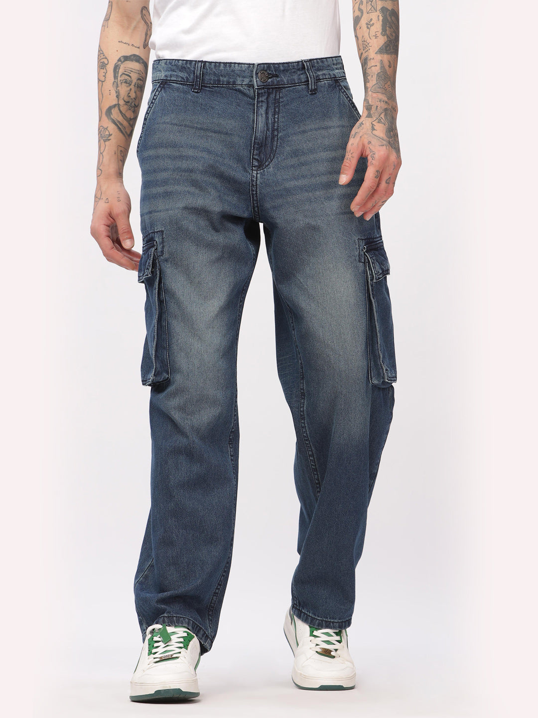 Blue Anti Fit Cargo Jeans