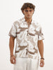 Resort Fit Textured AOP Shirt | Brown