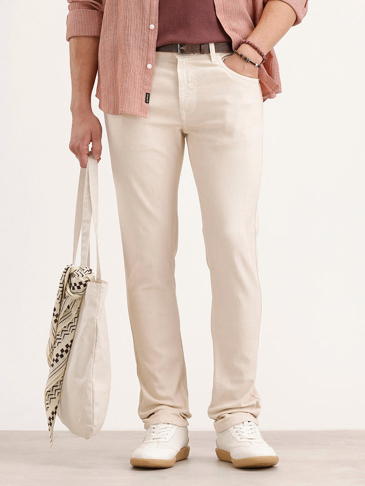 Slim Fit Denim Jeans | Beige
