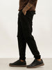 Solid Slim Fit Cargo Jogger | Black