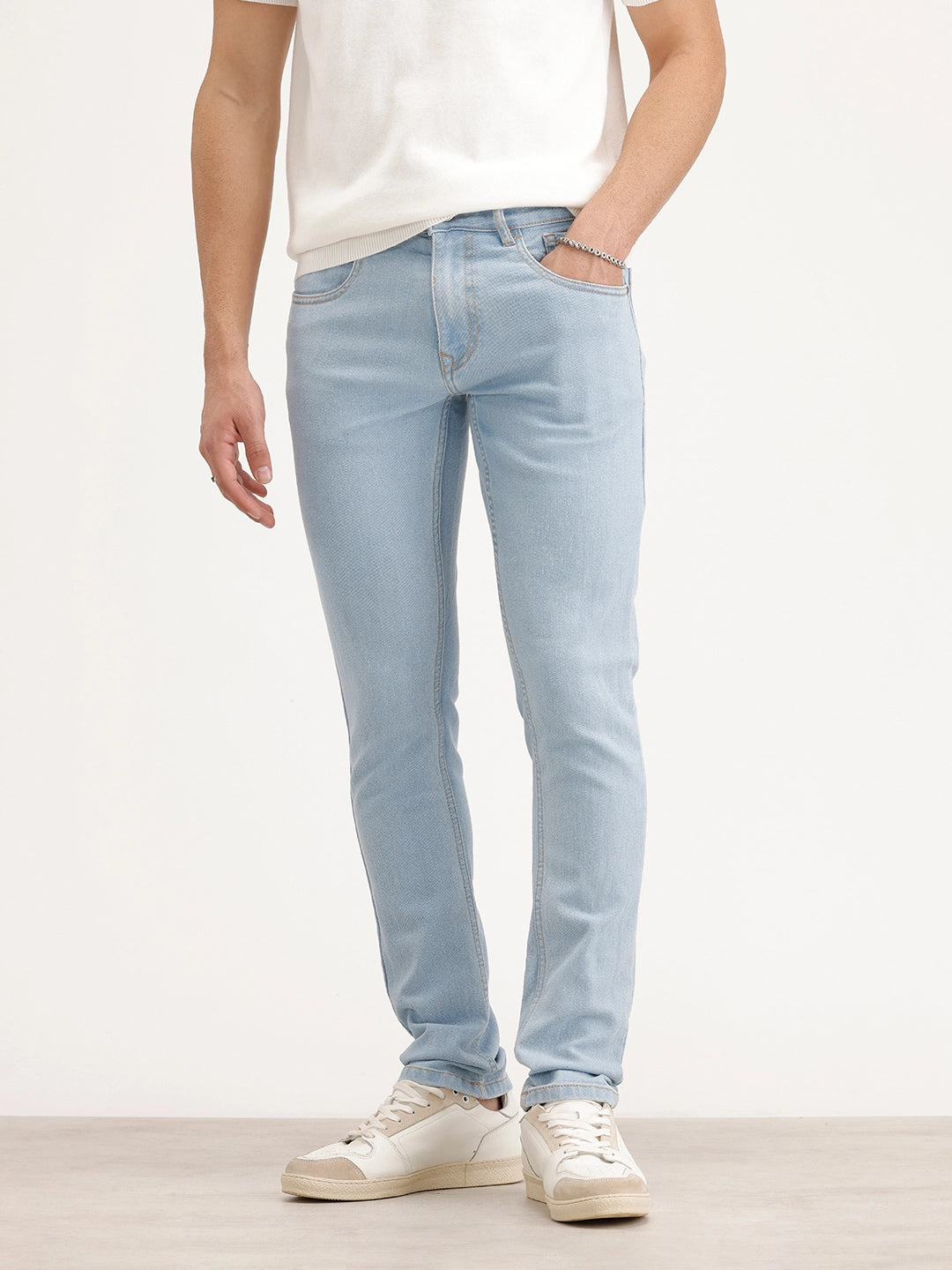 Solid Slim Fit Denim Jeans | Light Blue