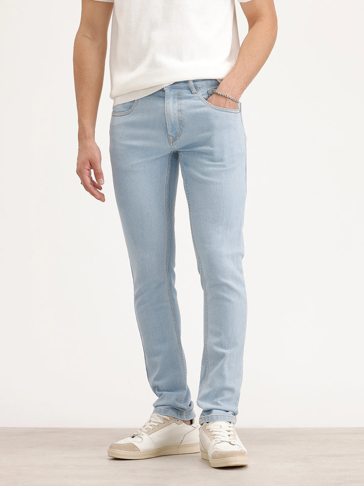 Solid Slim Fit Denim Jeans | Light Blue
