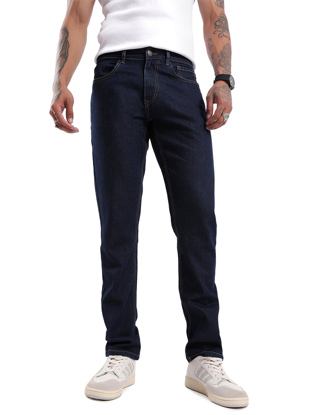 Dark Blue Stride Basic Jeans