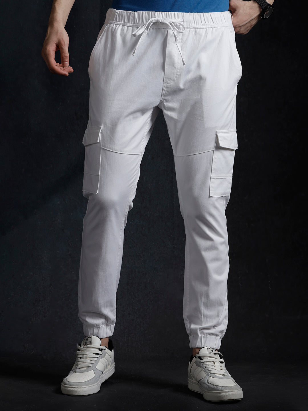 White Solid Cargo Jogger
