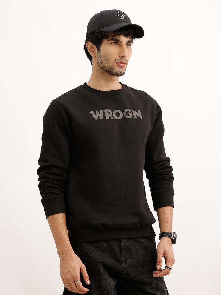 Solid Placement Printed Sweatshirt | Black
