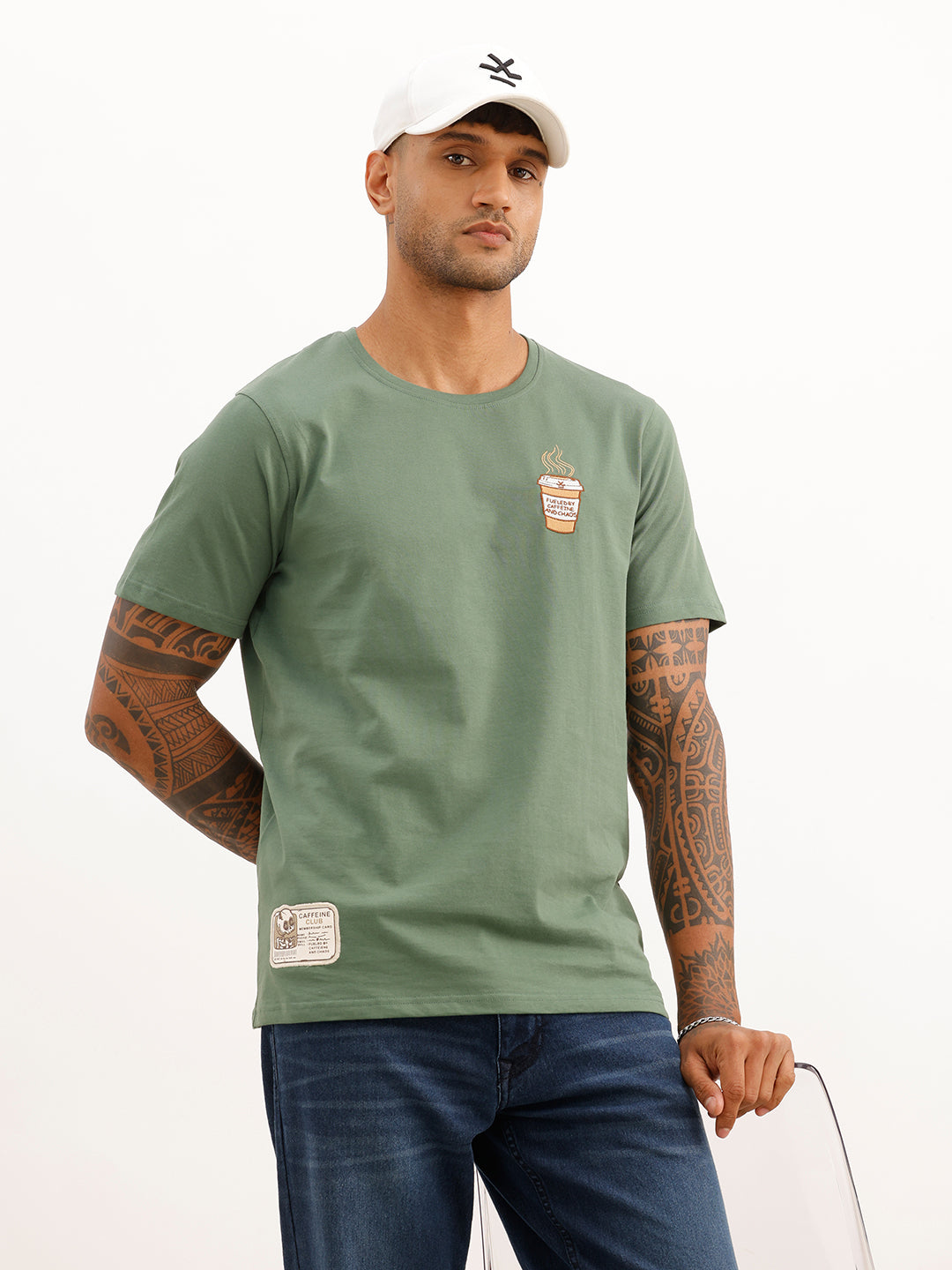 Slim Fit Placement Printed T-Shirt | Green