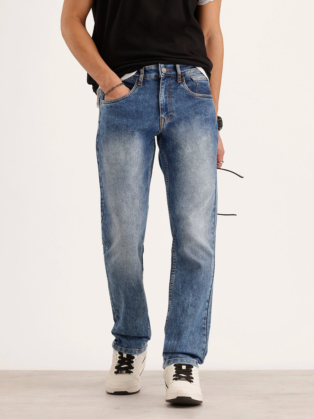Relaxed Fit Faded Denim Jeans | Light Blue