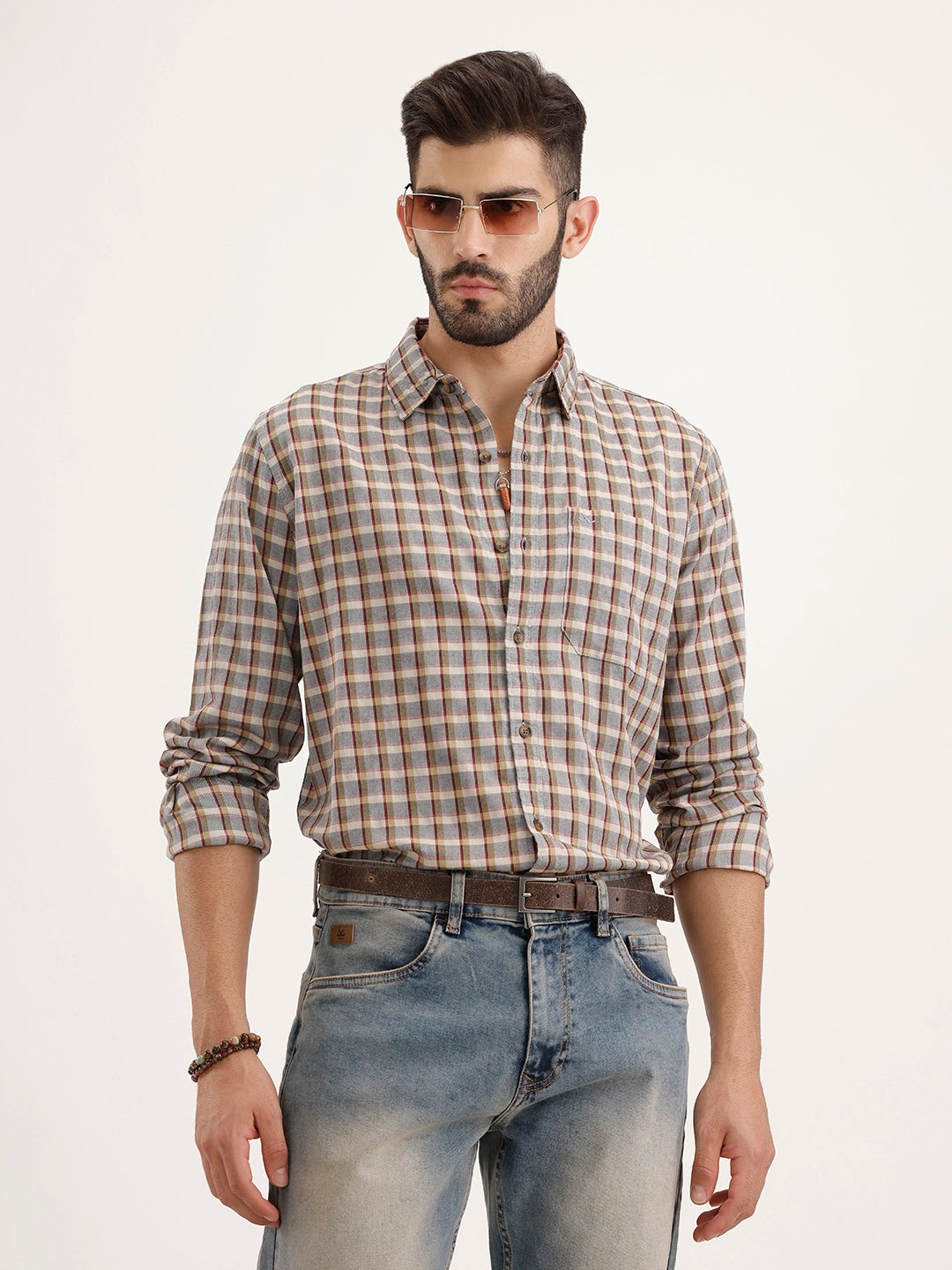 Regular Fit Checkered Shirt | Multicolor