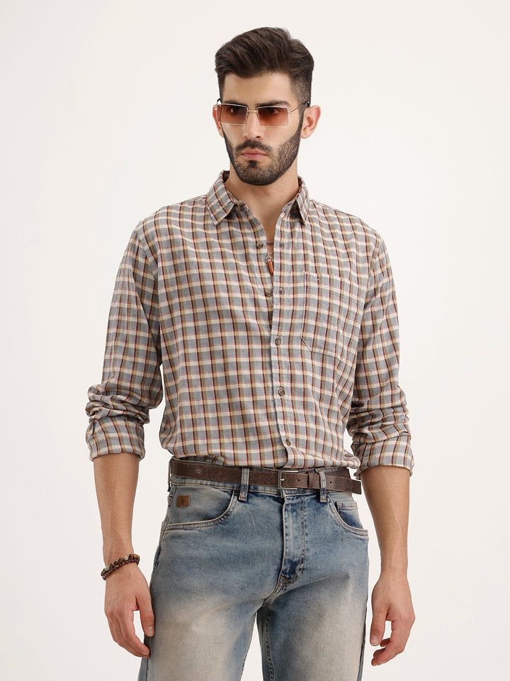 Regular Fit Checkered Shirt | Multicolor