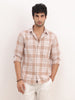 Slim Fit Checkered Full Sleeve Shirt | Beige