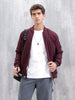 Men's Casual Solid Bomber Jacket | Maroon