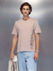 Men’s beige basic print crew neck t-shirt | Beige