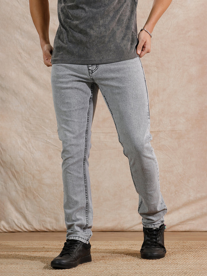 Solid Heavy Fade Slim Fit Jeans | Grey