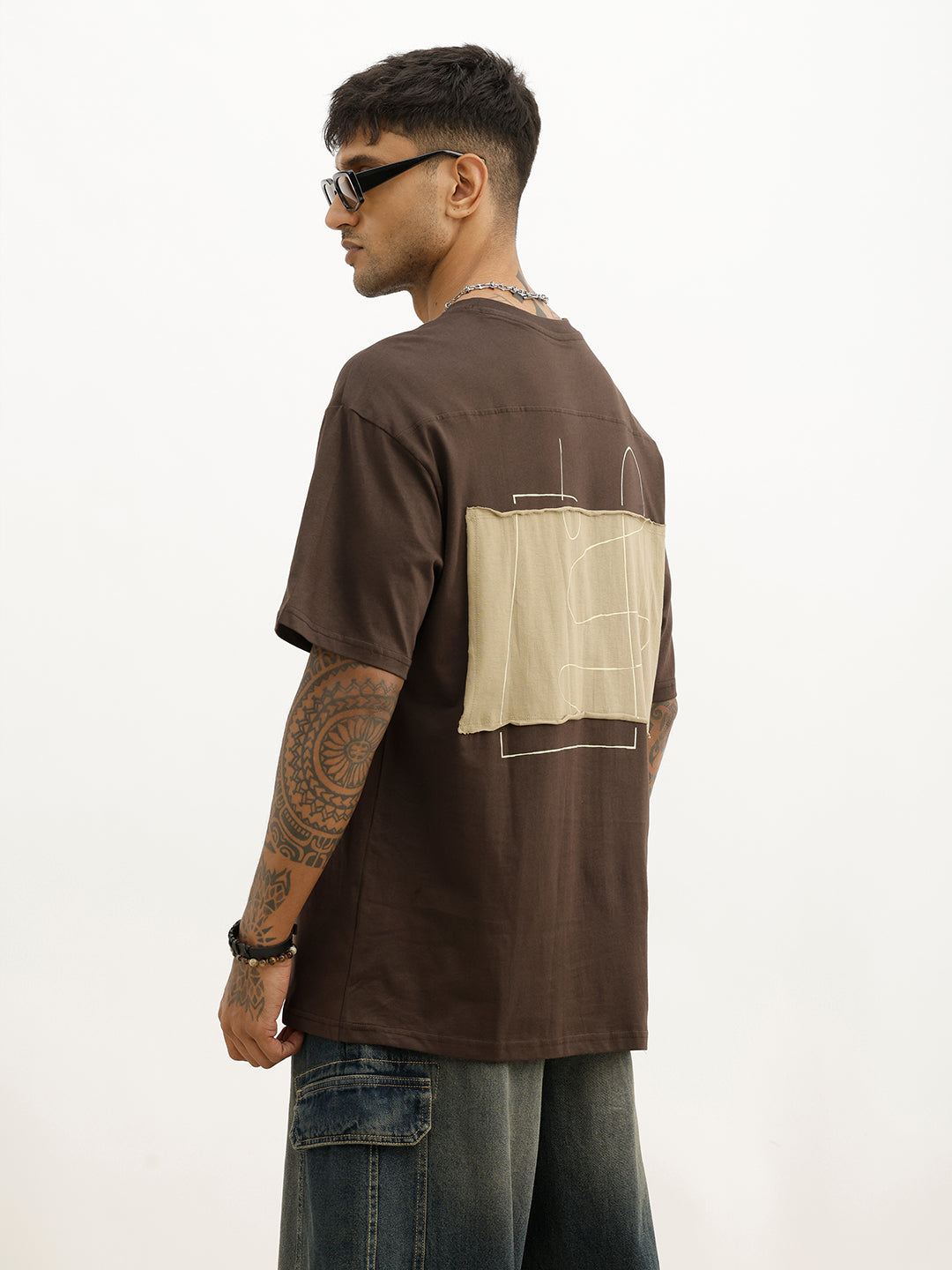 Oversized Placement Printed T-Shirt | Brown