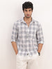 Slim Fit Checkered Full Sleeve Shirt | White