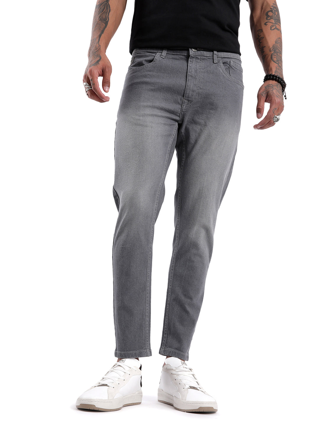 Grey Rinse Skinny Crop Jeans