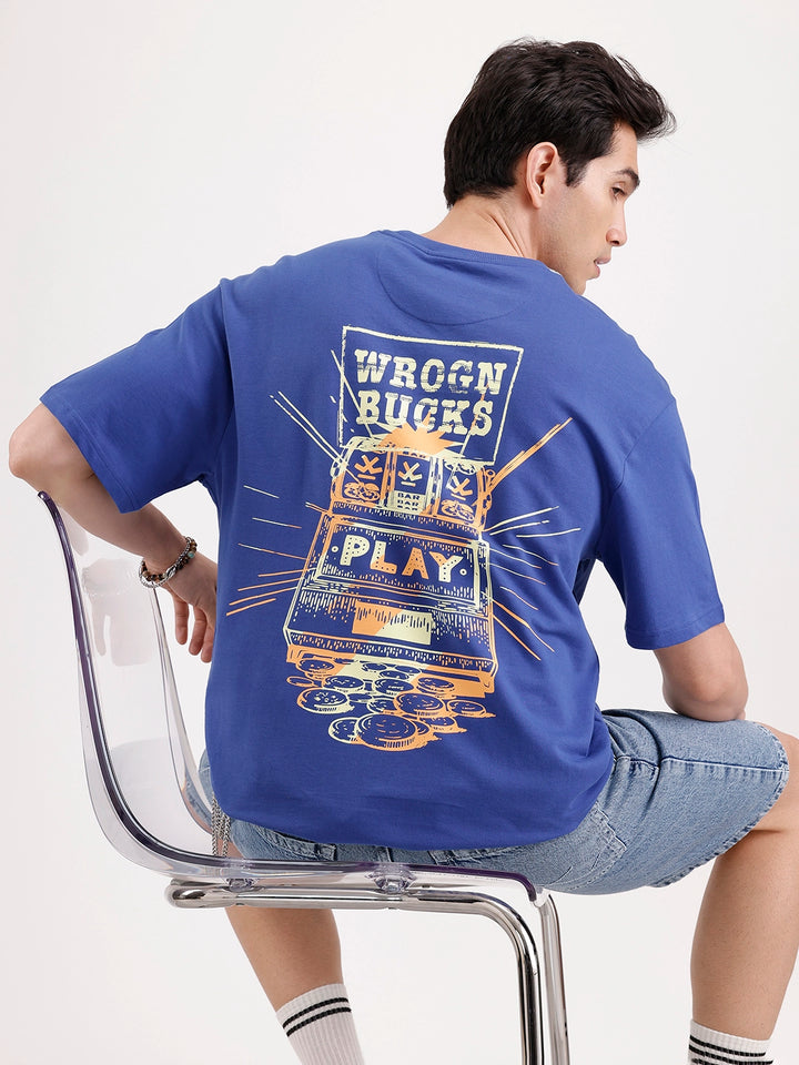 Classic Oversized Back Printed T-Shirt  | Blue