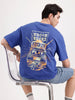 Classic Oversized Back Printed T-Shirt  | Blue