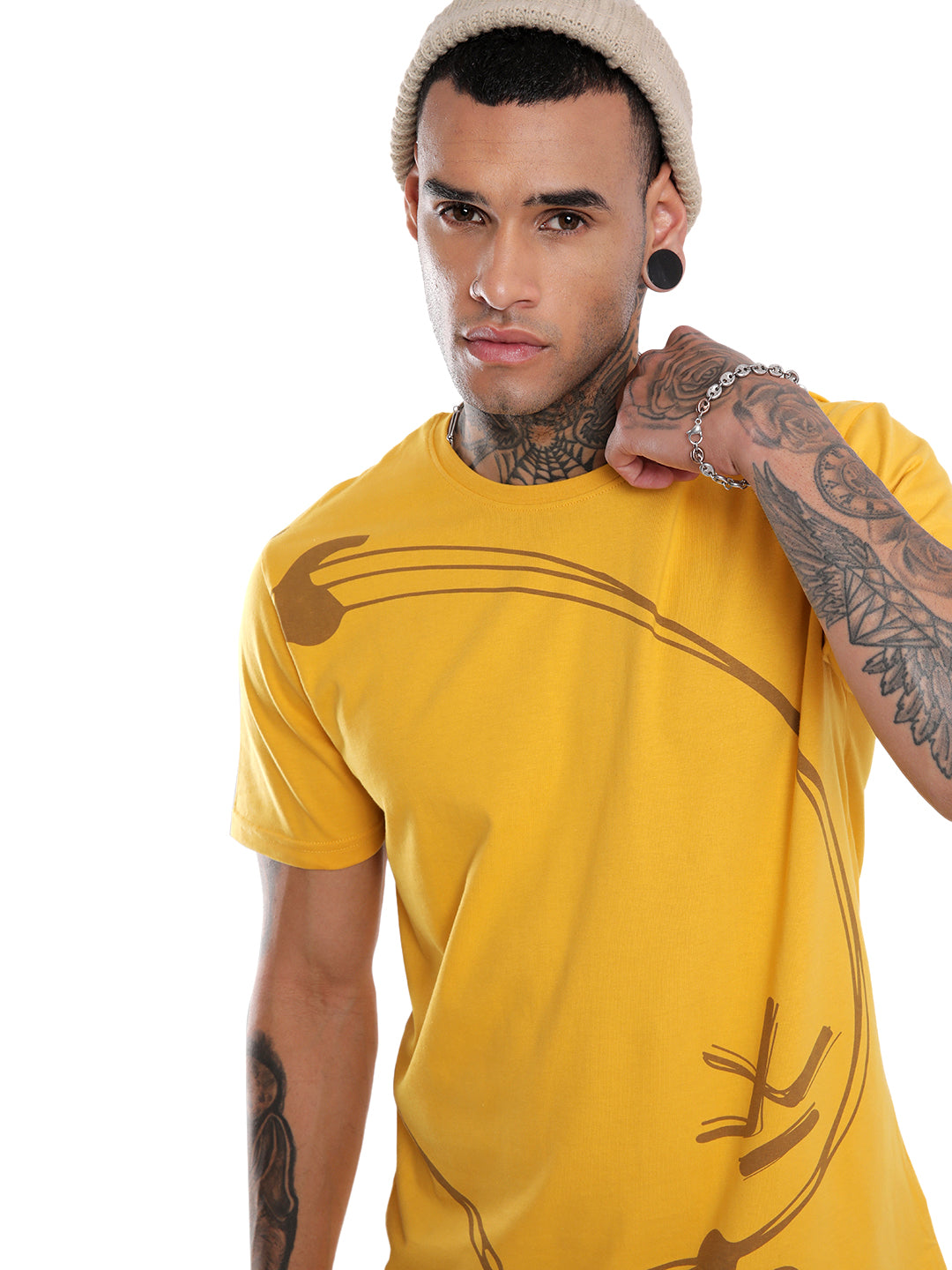 Yellow Casual Printed T-Shirt