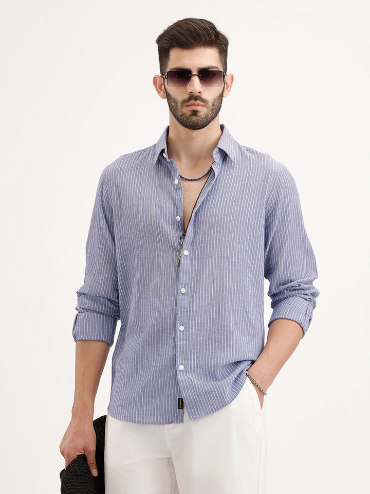 Slim Fit Striped Shirt | Blue