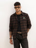 Slim Fit Flannel Embroidery Detail Shirt | Brown