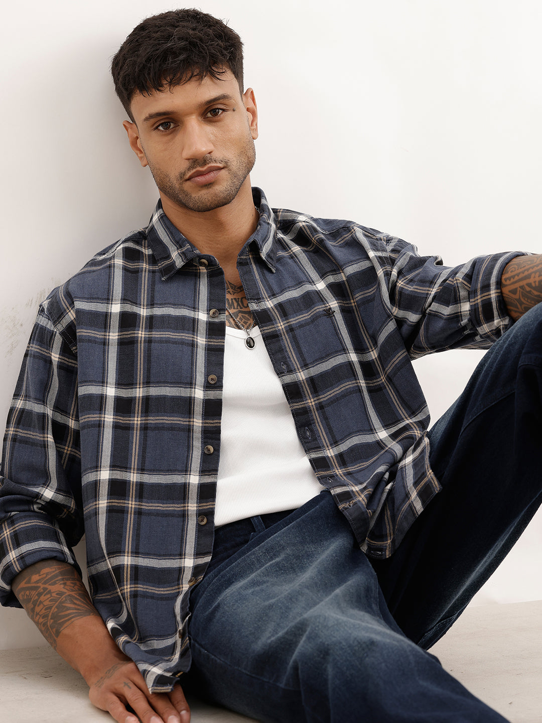 Comfort Fit Full Sleeve Checkered Shirt | Blue | WSH01FSCM7126W