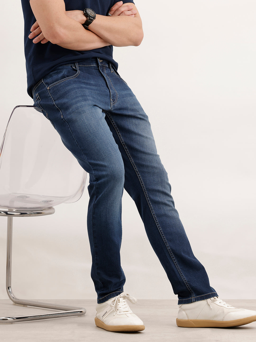Slim Fit Faded Denim Jeans  | Blue