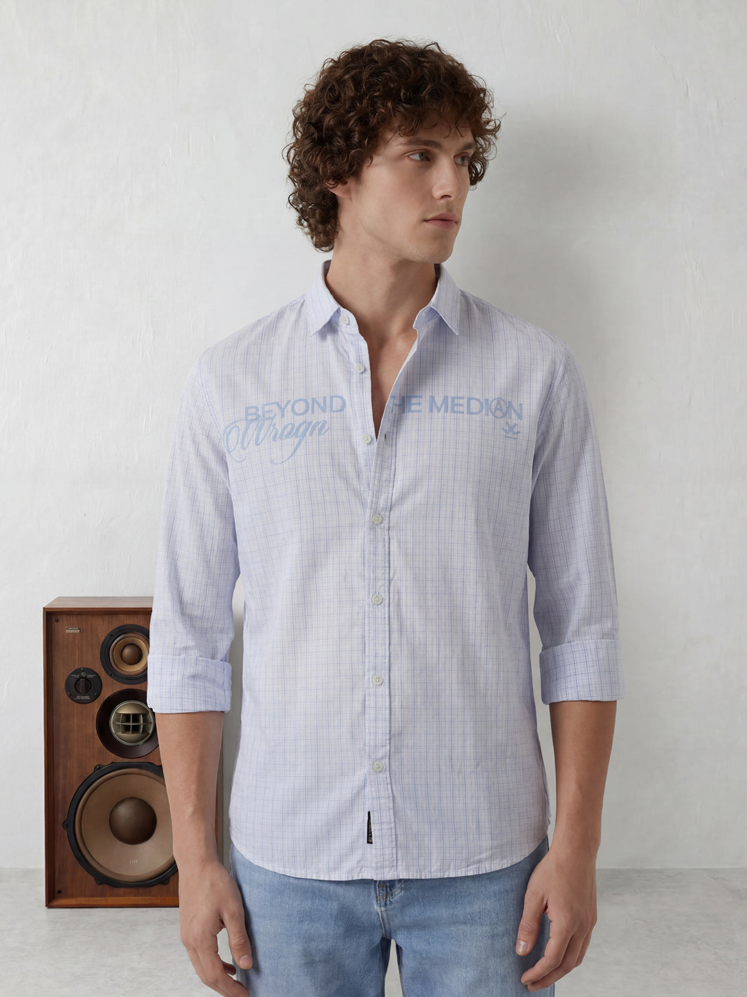 Comfort Fit Placement Printed Shirt | White