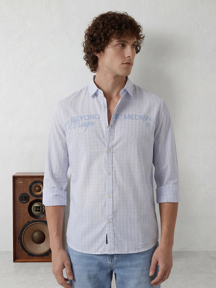 Comfort Fit Placement Printed Shirt | White