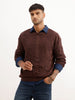 Regular Fit Textured Cable Knit Sweater | Brown