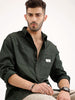 Oversized Fit Double Pocket Patch Detailed Shirt | Dark Green