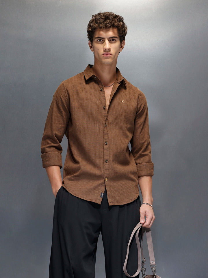 Men's Slim Fit Casual Shirt  |  Dark Brown