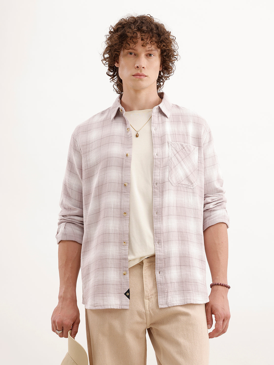 Slim Fit Textured Shirt  | Pink