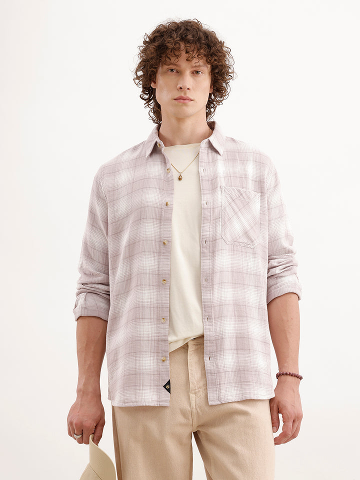 Slim Fit Textured Shirt  | Pink