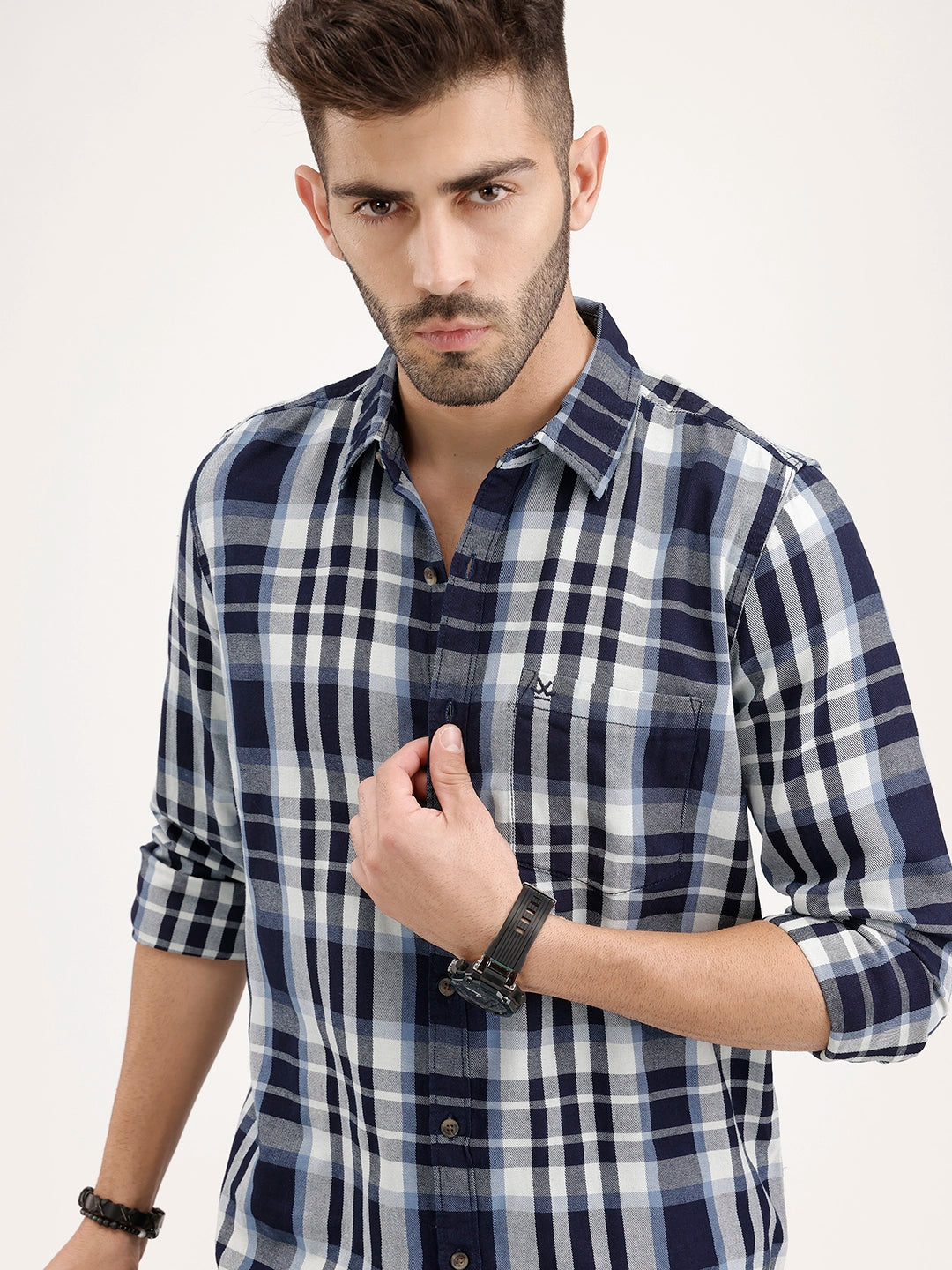 Regular Fit Checkered Shirt | Blue