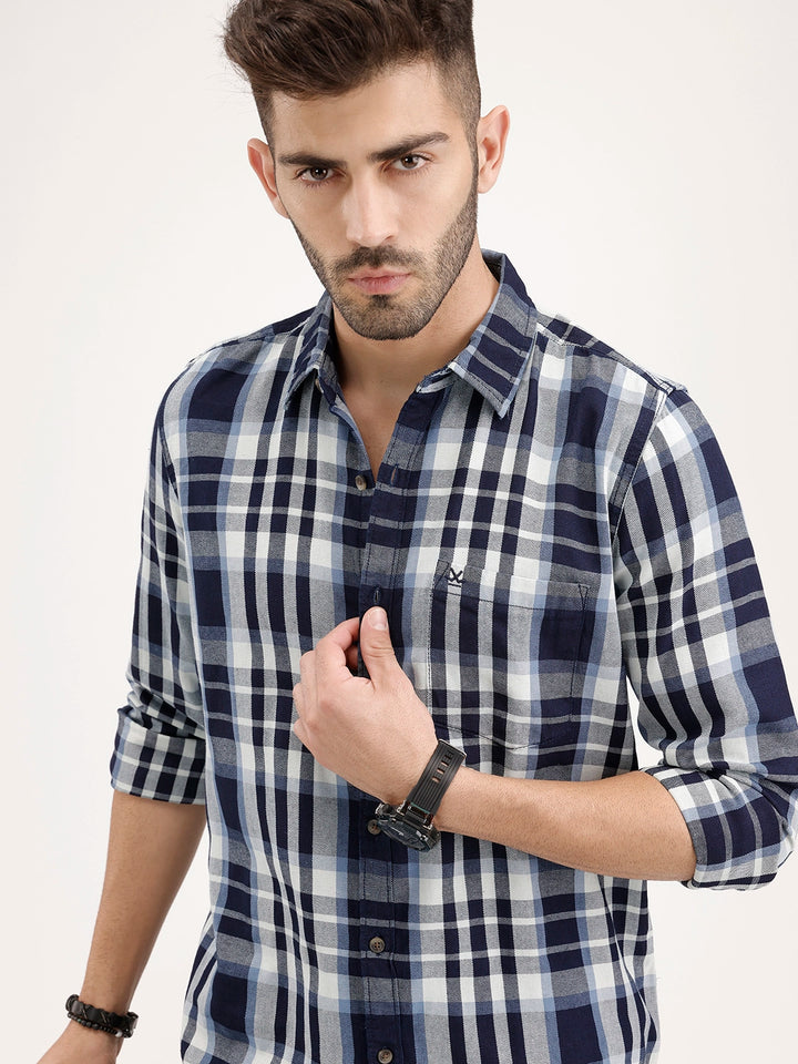 Regular Fit Checkered Shirt | Blue