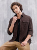 Casual Comfort Fit Shirt With Double Pockets | Brown