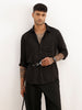 Solid Slim Fit Full Sleeve Shirt | Black