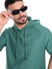 Solid Teal Half Sleeve Hooded T-Shirt