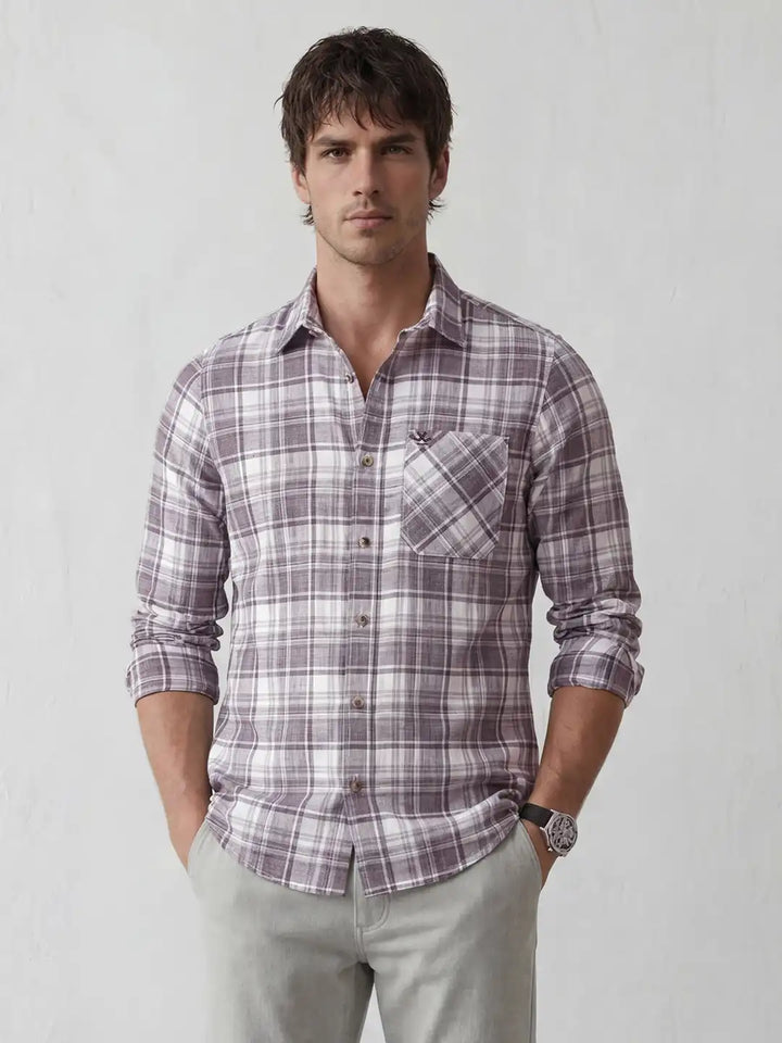 Classic Regular Fit Checkered Shirt | Purple