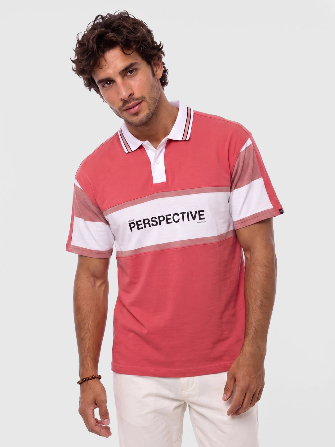 Oversized Fit Contrast Collar Polo T-Shirt | Pink