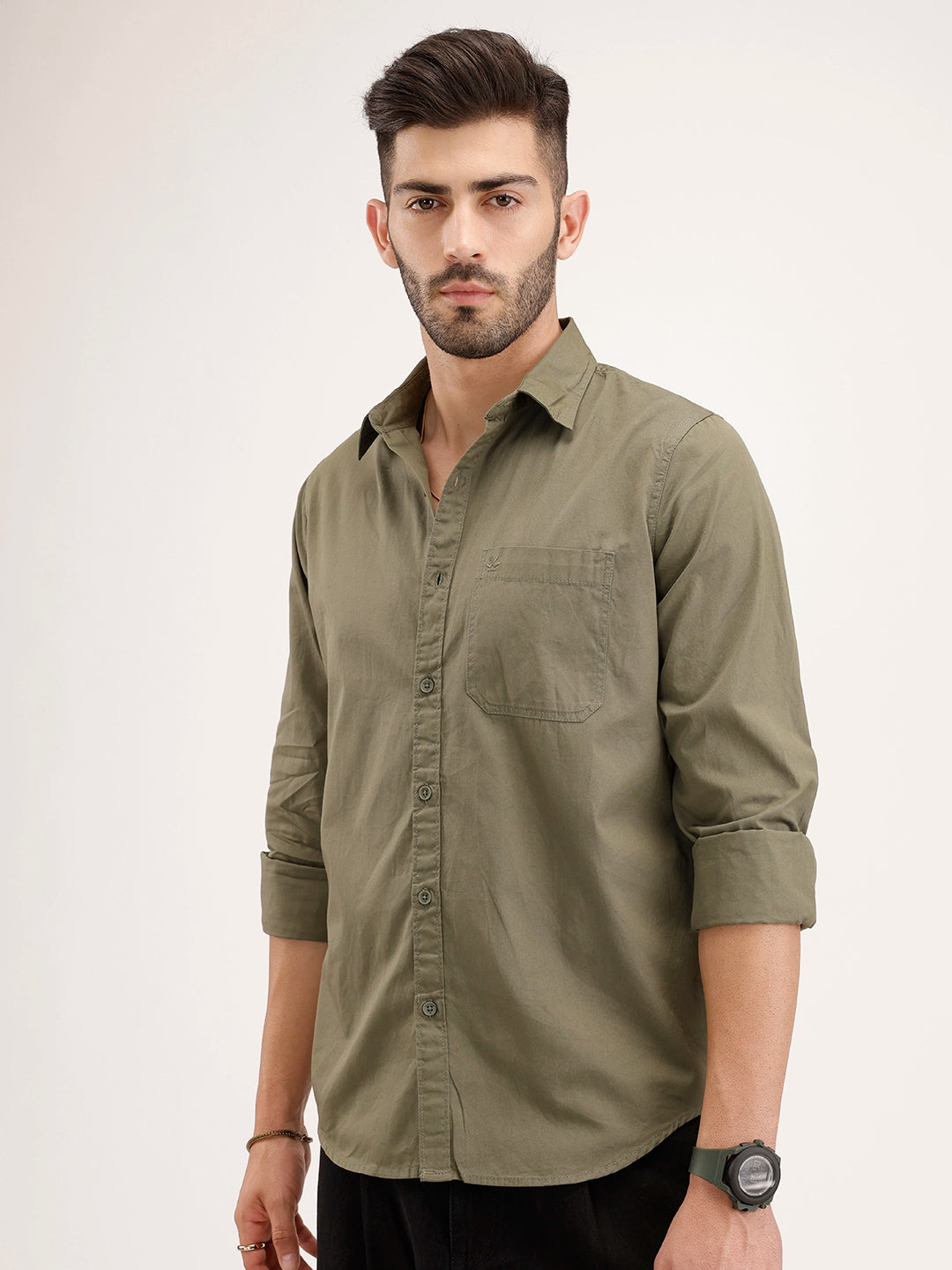 Solid Regular Fit Shirt | Olive