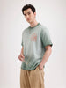 Washed Puff Printed Oversized T-Shirt   |  Olive