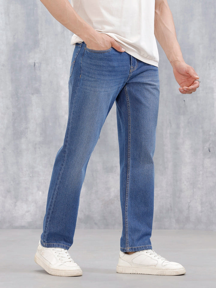 Men's Casual Anti Fit Jeans | Med Stone
