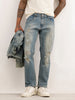 Faded Anti Fit Distressed Denim Jeans | Light Blue