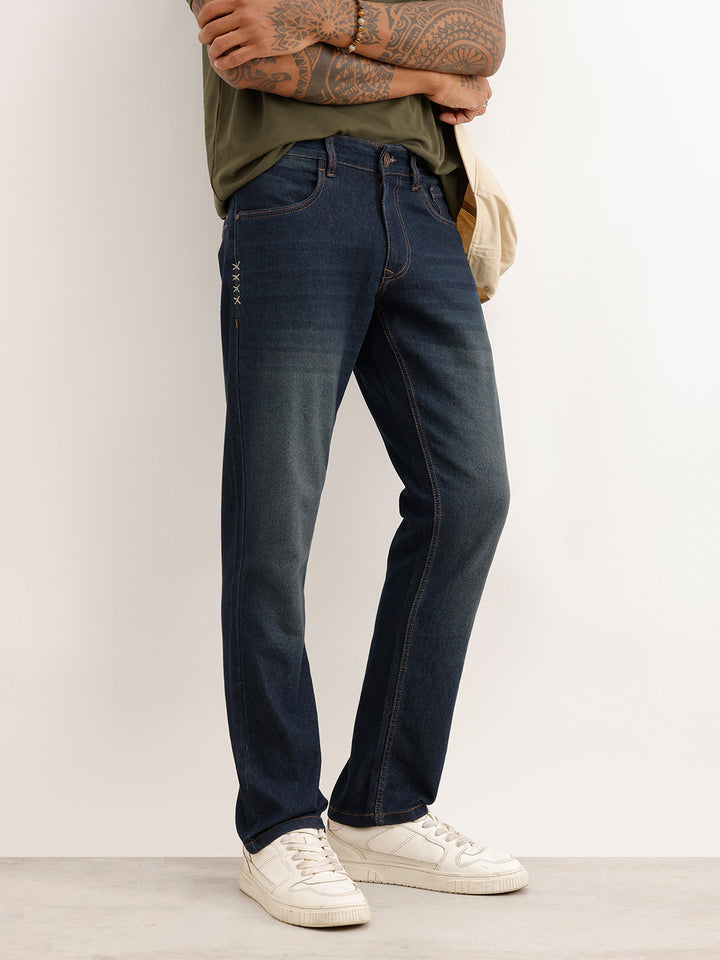 Slim Fit Faded Denim Jeans | Blue