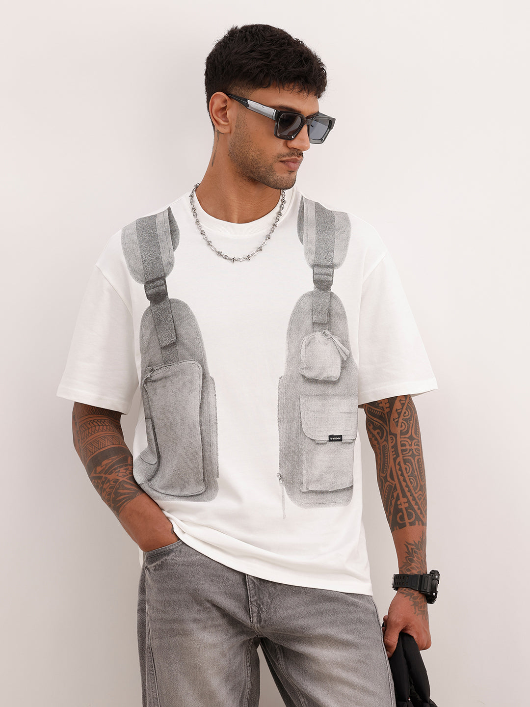 Oversized Placement Printed T-Shirt | Off White | WTS02HSOS1095S