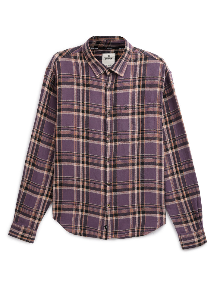 Men's casual comfort fit checkered pattern shirt | Purple