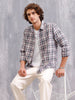 Cotton Twill Shadow Check Shirt In Slim Fit | Grey
